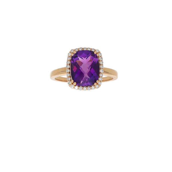 Anillo Oro Rosa Amatista y Brillantes AN2507003