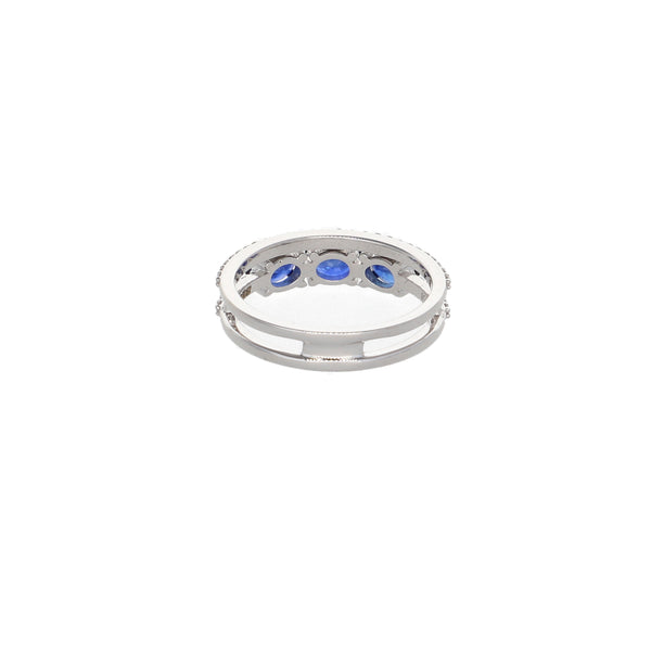 Anillo Oro Blanco Zafiro Azul y Brillantes AN2507008