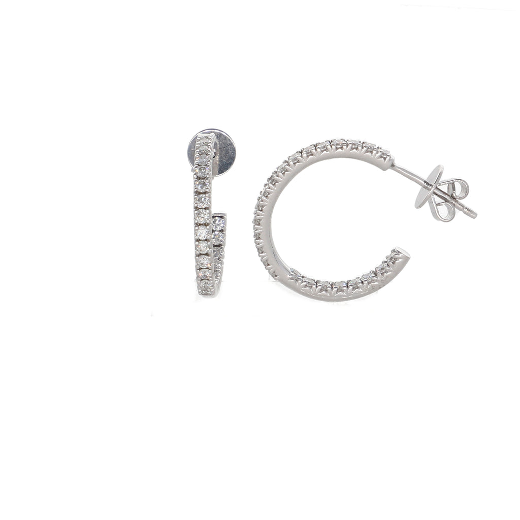 Aros Oro Blanco Argolla y Brillantes AR2507013