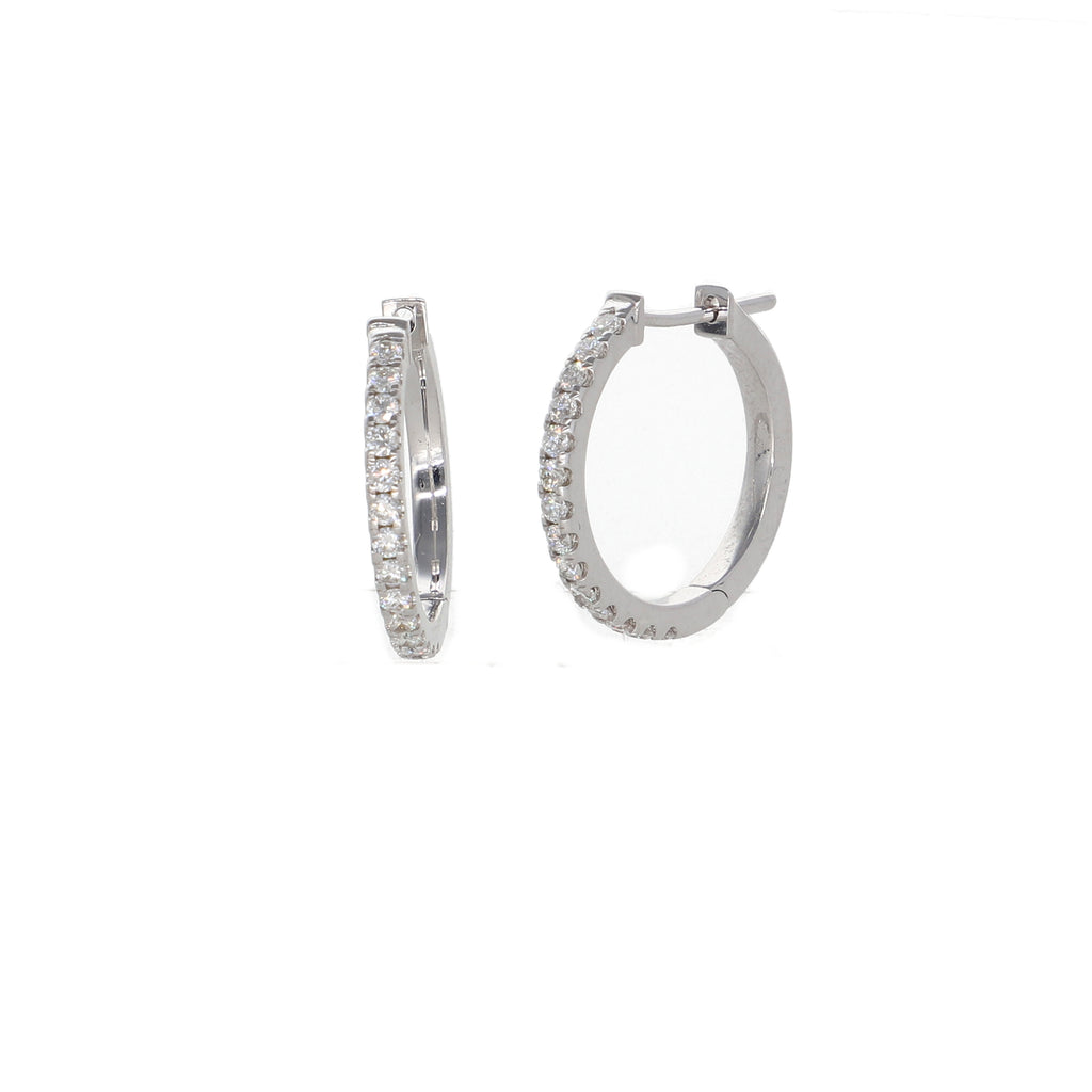 Aros Oro Blanco Argolla y Brillantes AR2507016