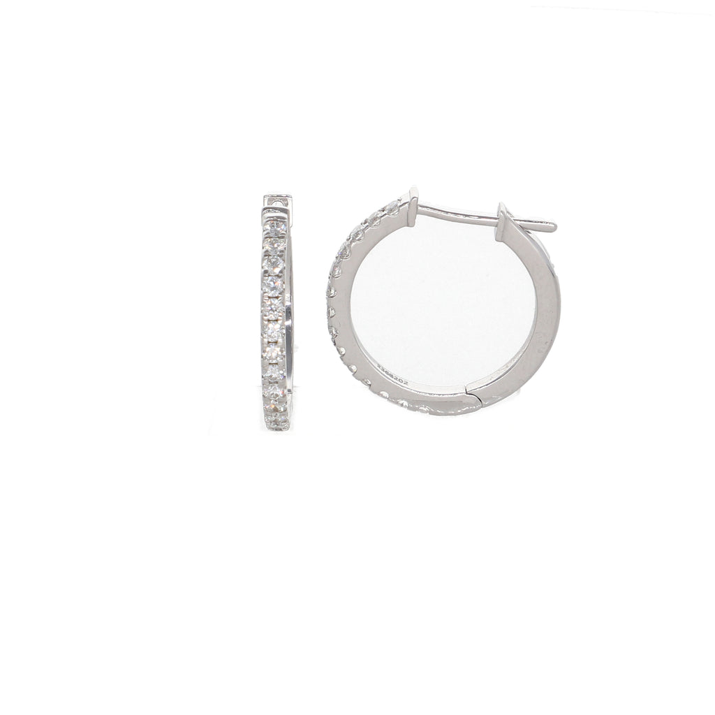 Aros Oro Blanco Argolla y Brillantes AR2507016