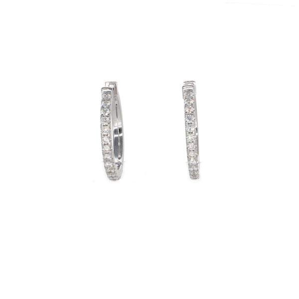 Aros Oro Blanco Argolla y Brillantes AR2507016