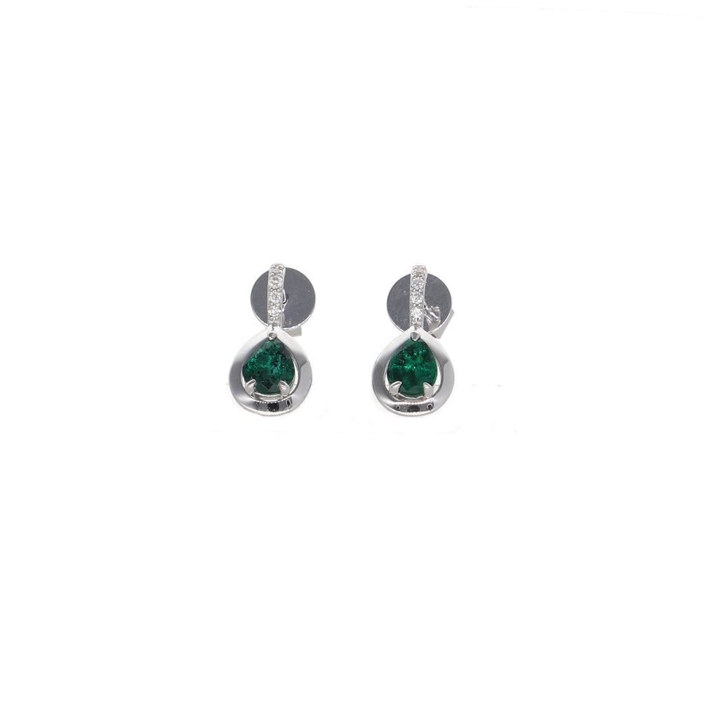 Aros Oro Blanco Esmeralda y Brillantes AR-13846