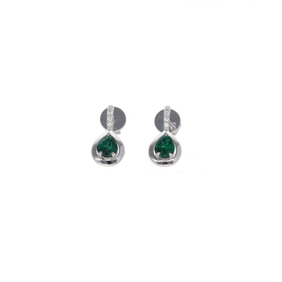 Aros Oro Blanco Esmeralda y Brillantes AR-13846