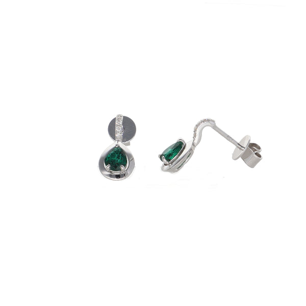Aros Oro Blanco Esmeralda y Brillantes AR-13846