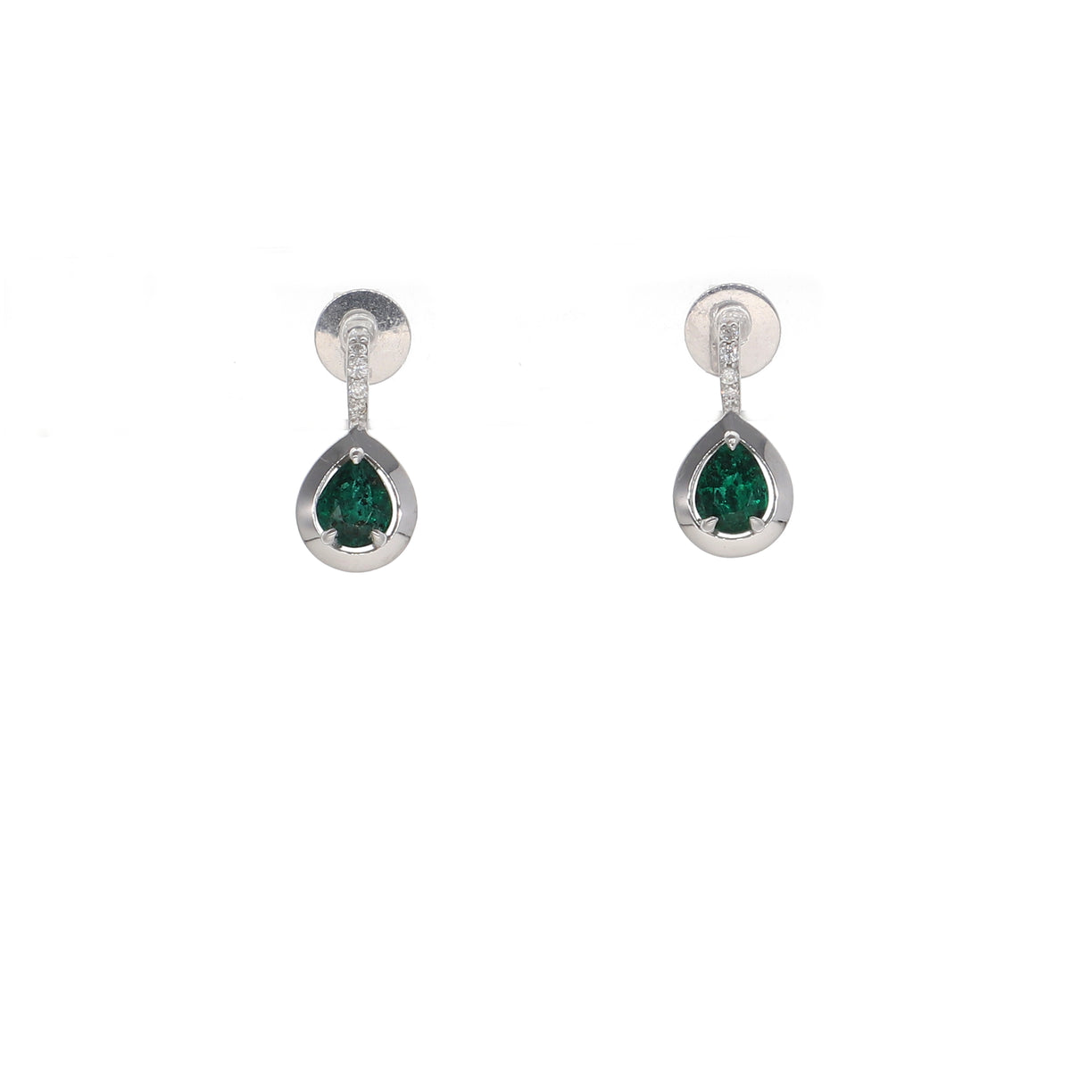 Aros Oro Blanco Esmeralda y Brillantes AR-13846