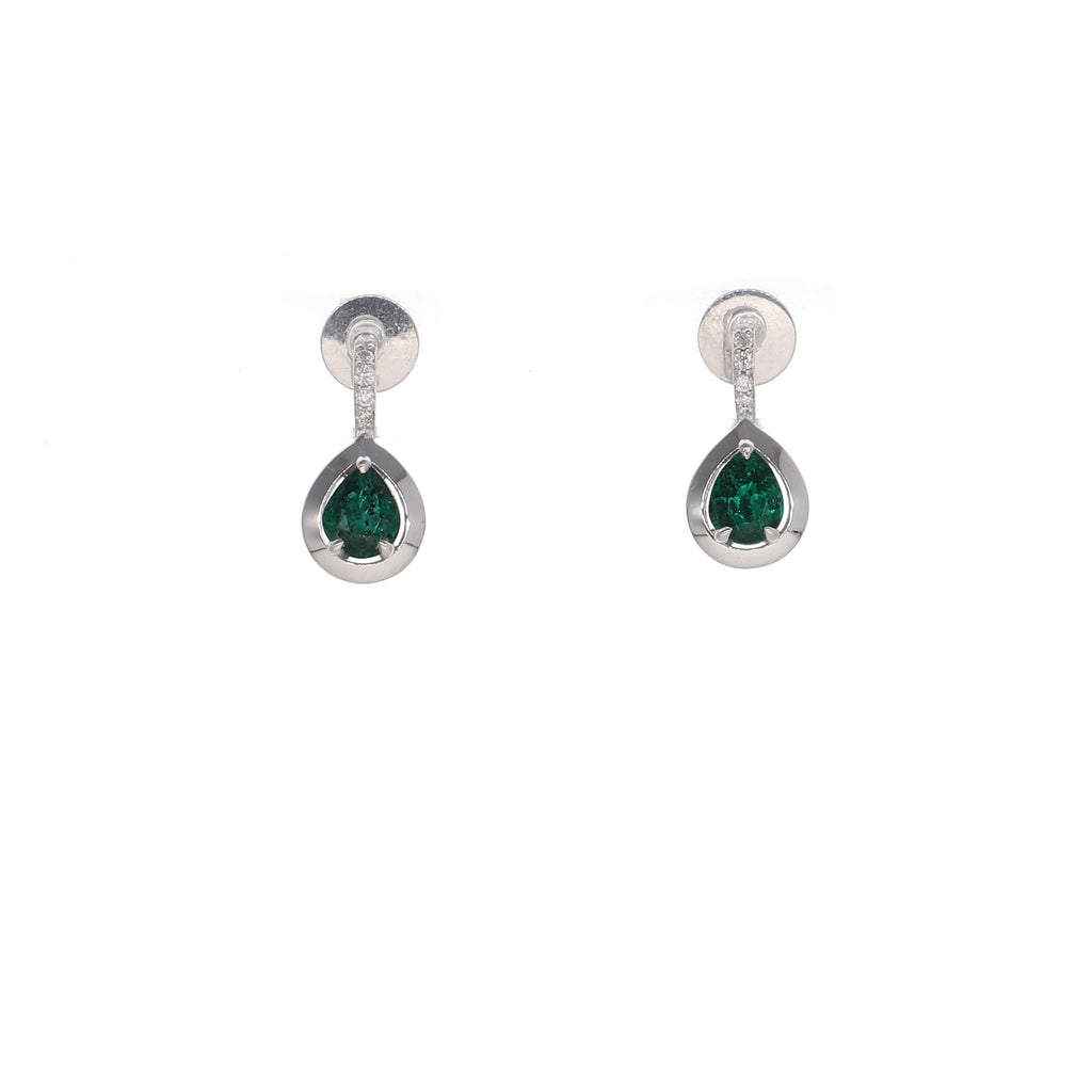 Aros Oro Blanco Esmeralda y Brillantes AR-13846