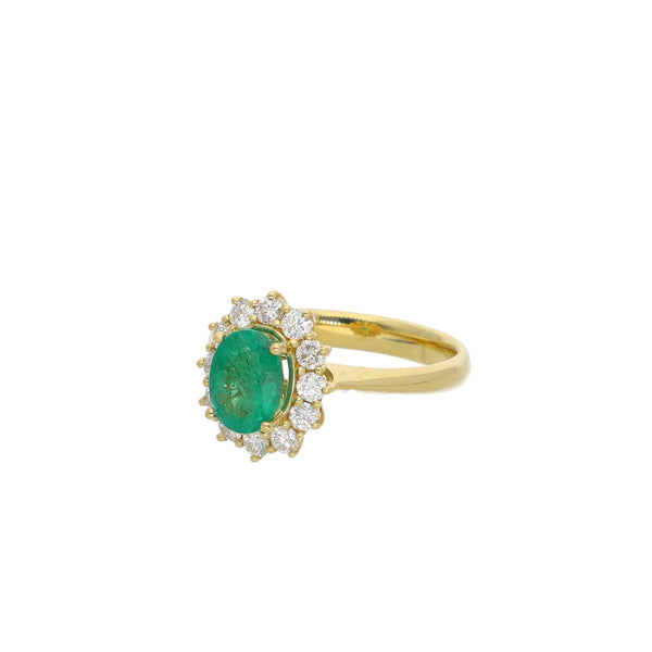 Anillo Oro Amarillo Esmeralda y Brillantes AN2507002