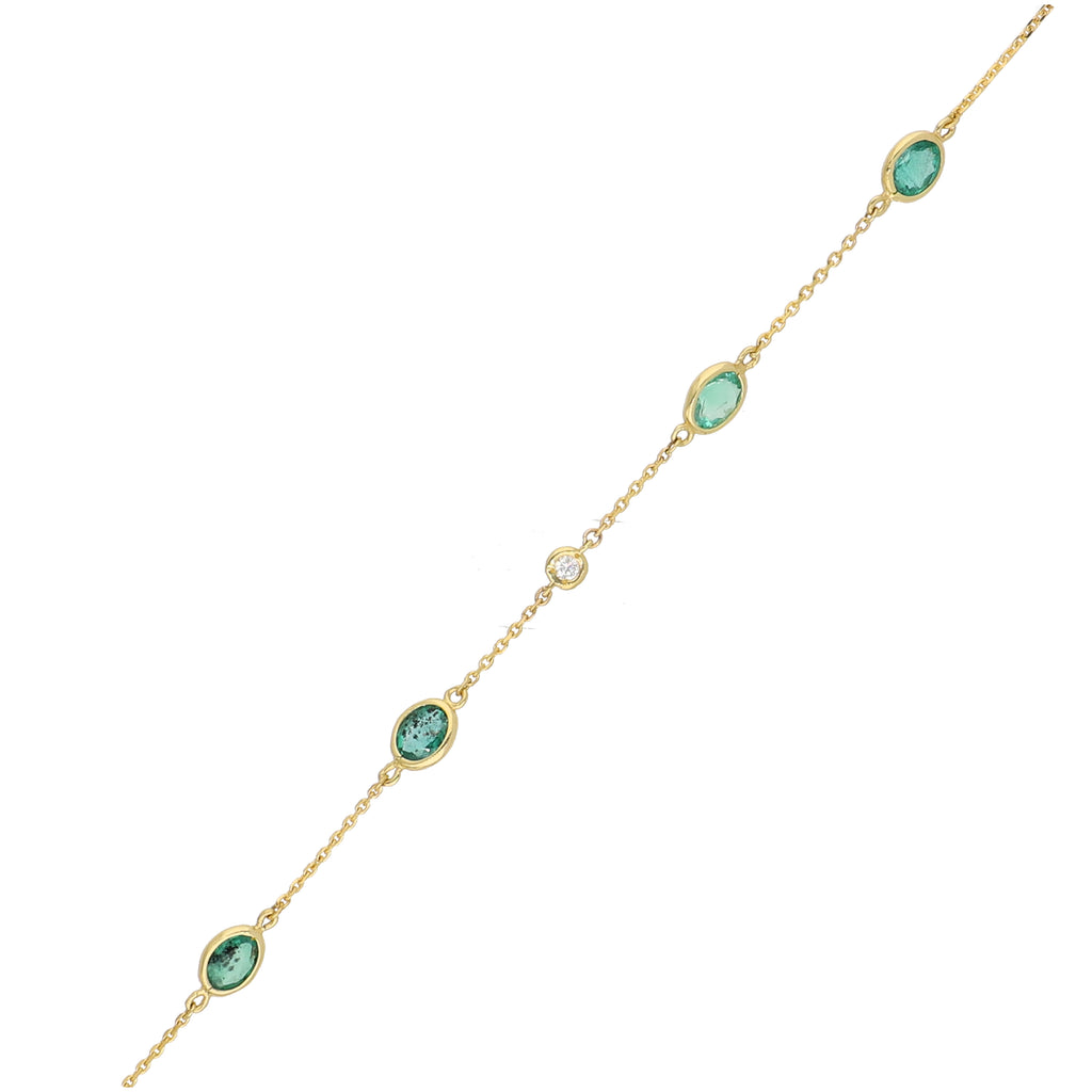 Pulsera Oro Amarillo Esmeraldas y Brillantes PU-13848