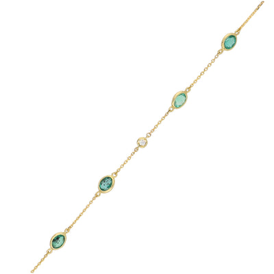 Pulsera Oro Amarillo Esmeraldas y Brillantes PU-13848