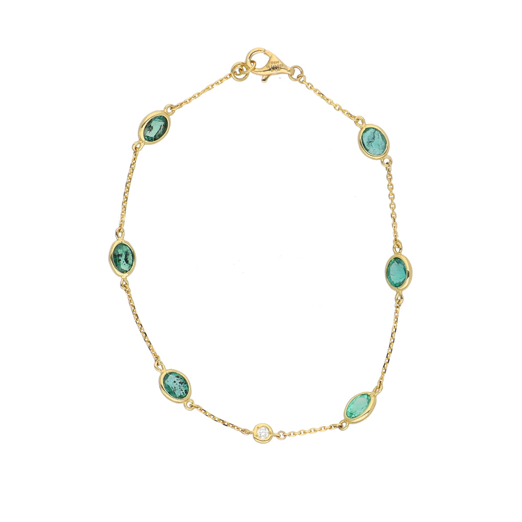 Pulsera Oro Amarillo Esmeraldas y Brillantes PU-13848
