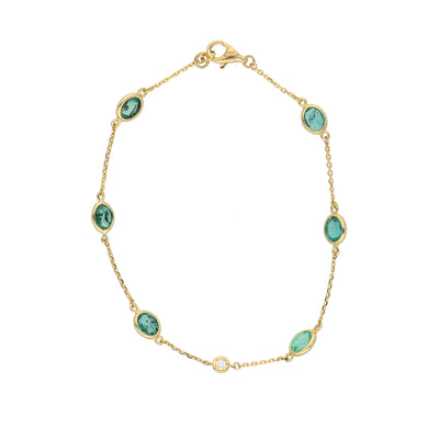 Pulsera Oro Amarillo Esmeraldas y Brillantes PU-13848