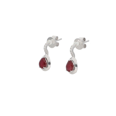 Aros Oro Blanco Rubí y Brillantes AR-13850