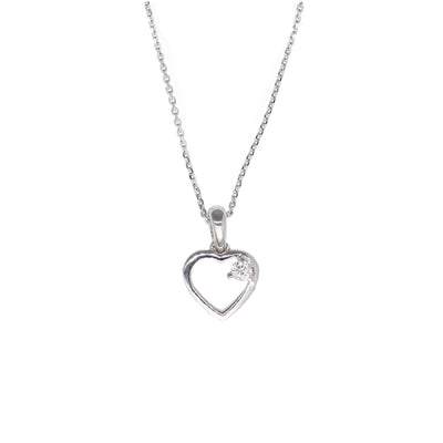 Collar Oro Blanco 14kt y Brillante Corazón CO-13860