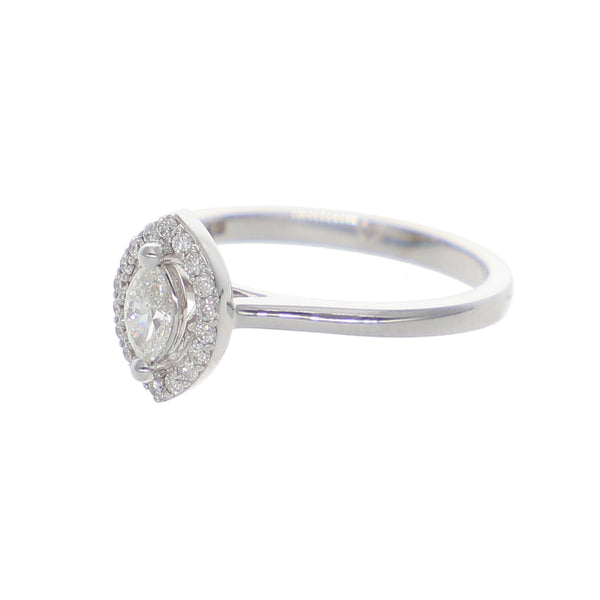 Anillo Oro Blanco Marquise AN-13892