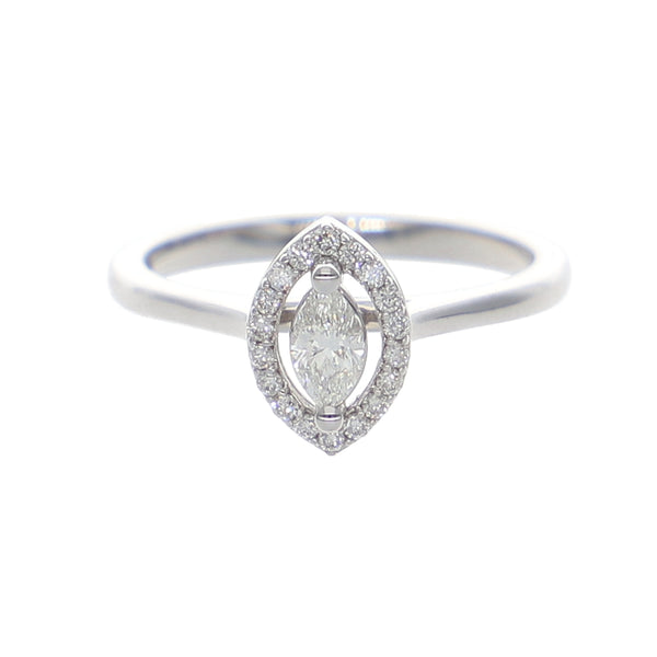 Anillo Oro Blanco Marquise AN-13892
