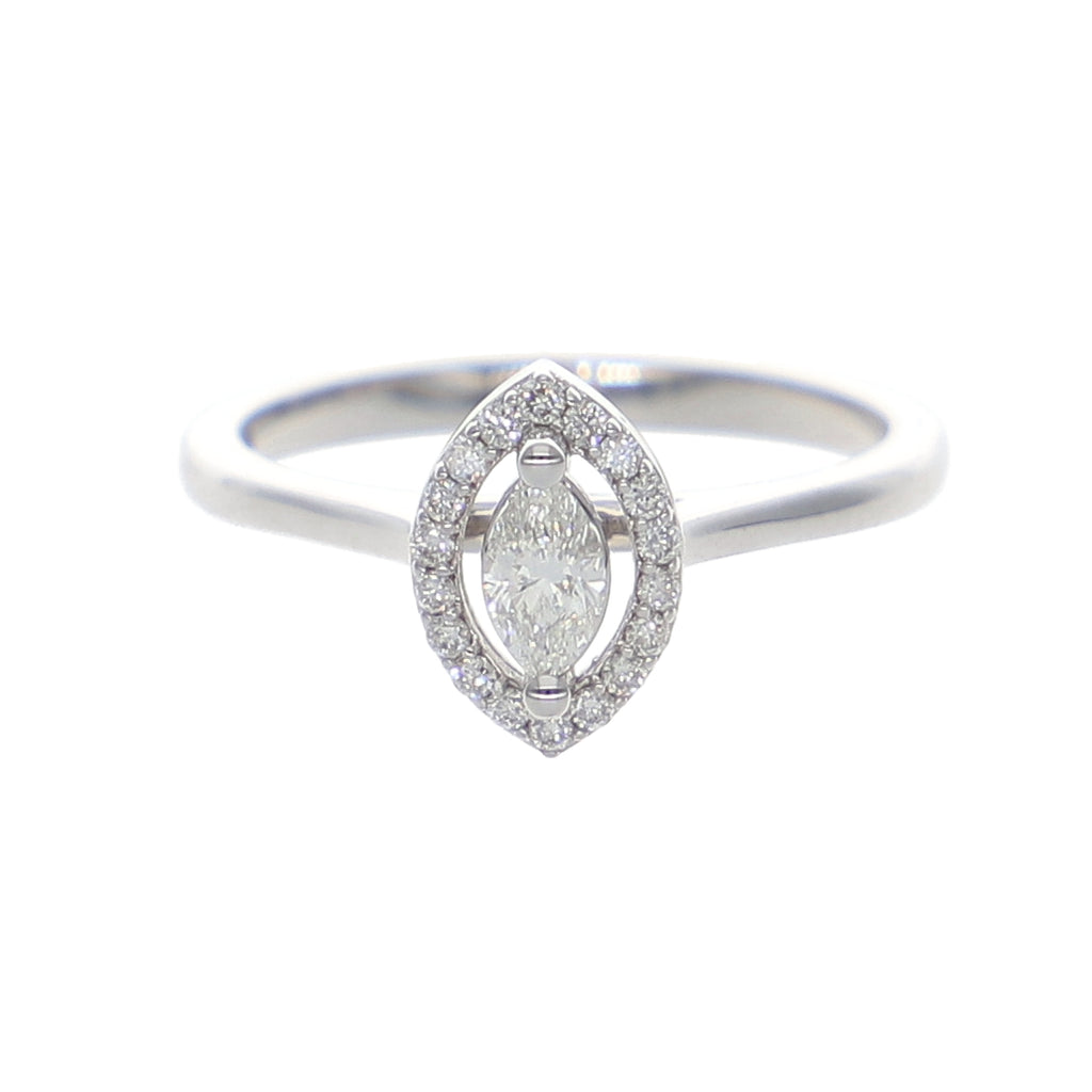 Anillo Oro Blanco Marquise AN-13892