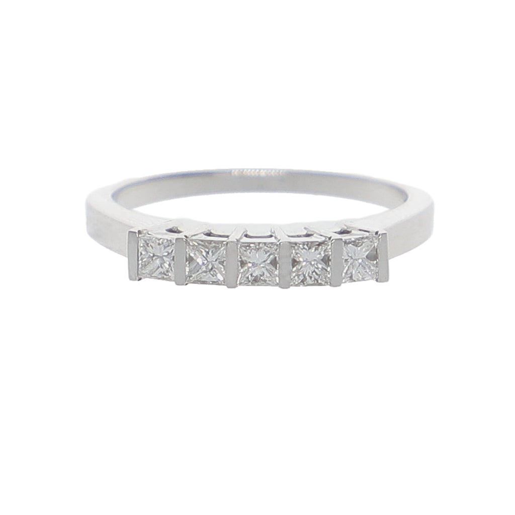 Anillo Oro Blanco Cintillo Princess AN-13900