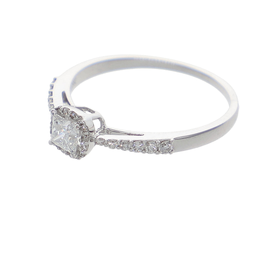 Anillo Oro Blanco Solitario Princess AN-13902