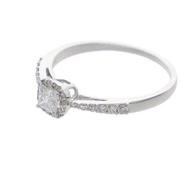 Anillo Oro Blanco Solitario Princess AN-13902