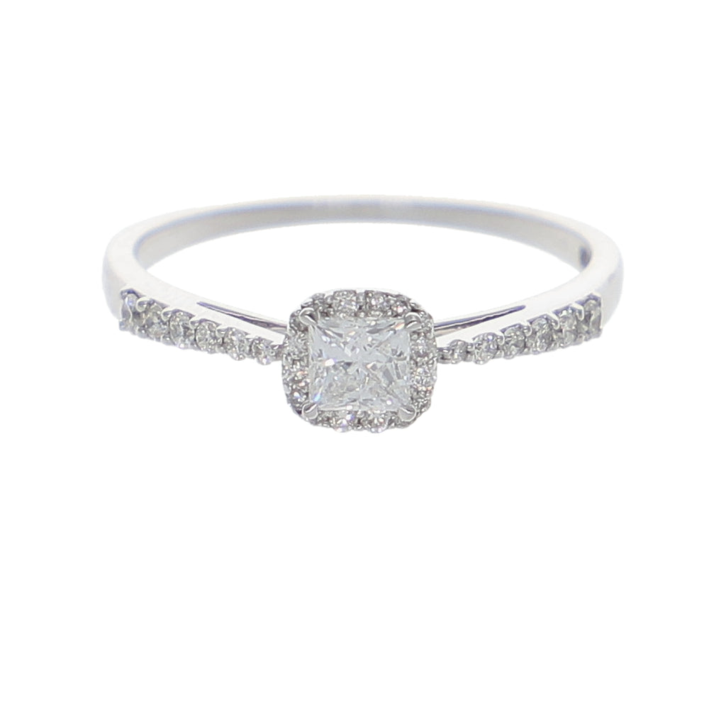 Anillo Oro Blanco Solitario Princess AN-13902