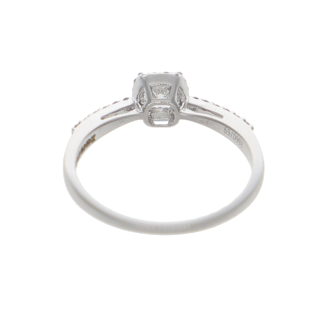 Anillo Oro Blanco Solitario Princess AN-13902