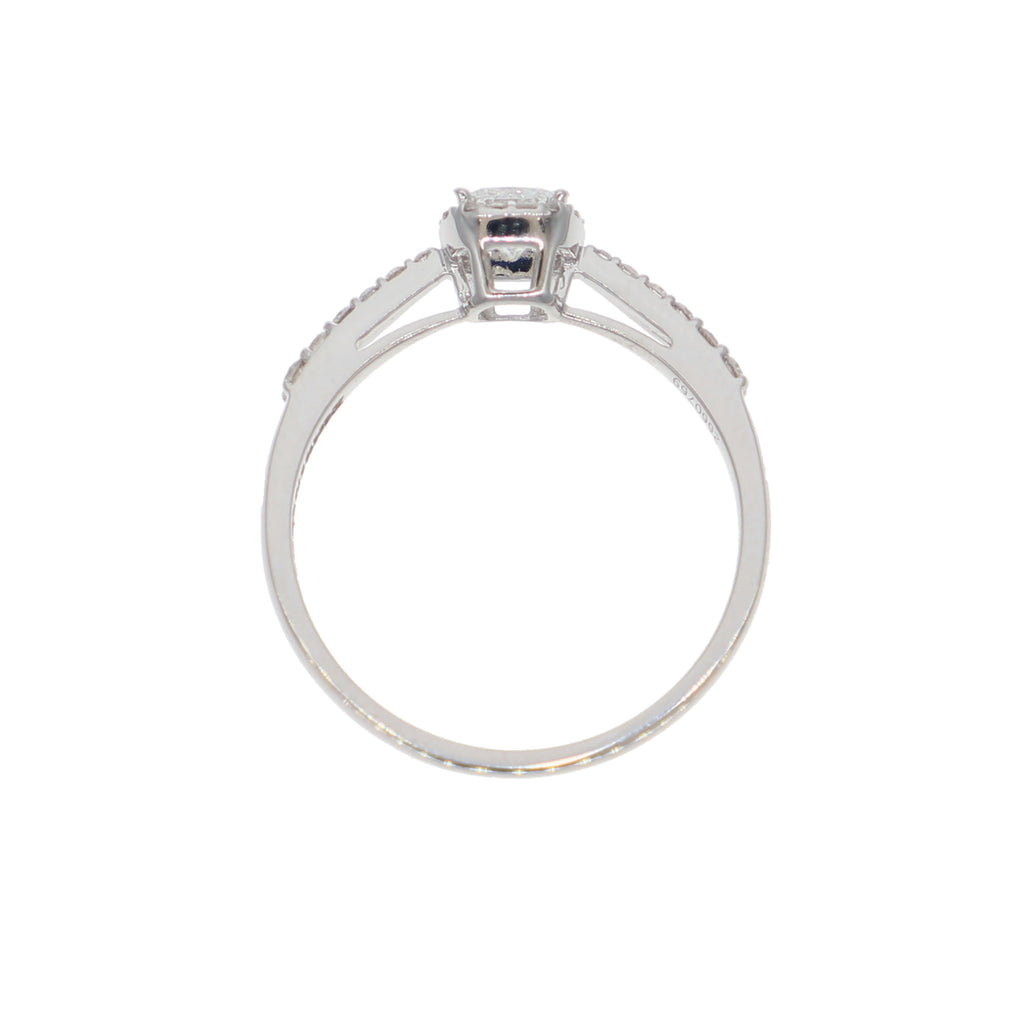 Anillo Oro Blanco Solitario Princess AN-13902