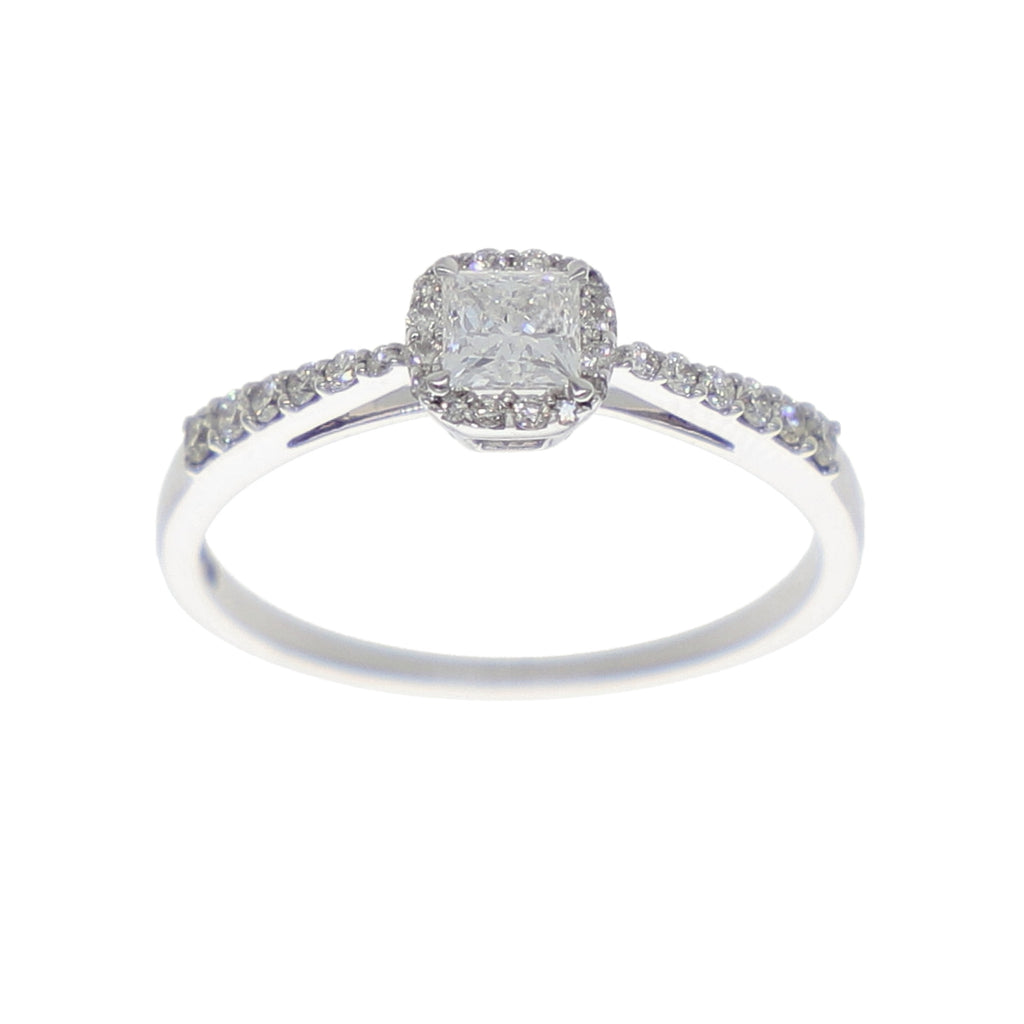 Anillo Oro Blanco Solitario Princess AN-13902