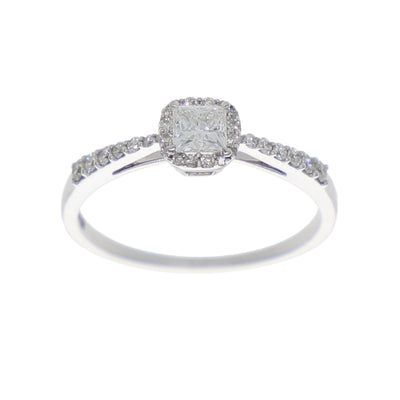 Anillo Oro Blanco Solitario Princess AN-13902