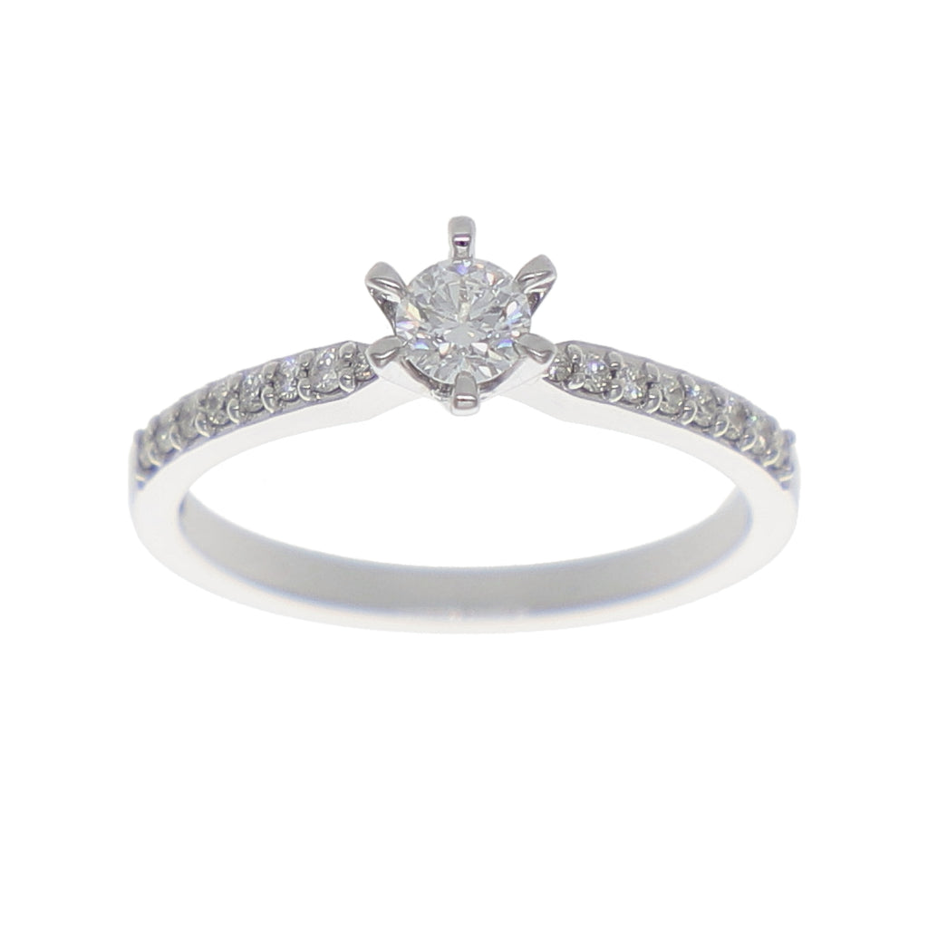 Anillo Oro Blanco Solitario AN-13909