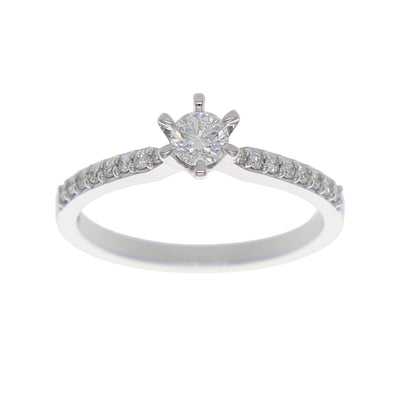 Anillo Oro Blanco Solitario AN-13909