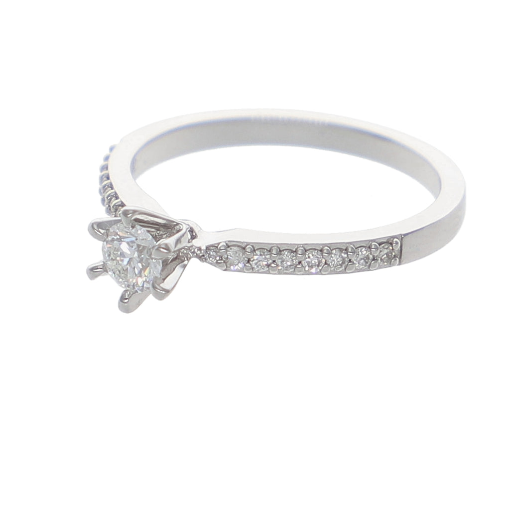 Anillo Oro Blanco Solitario AN-13909