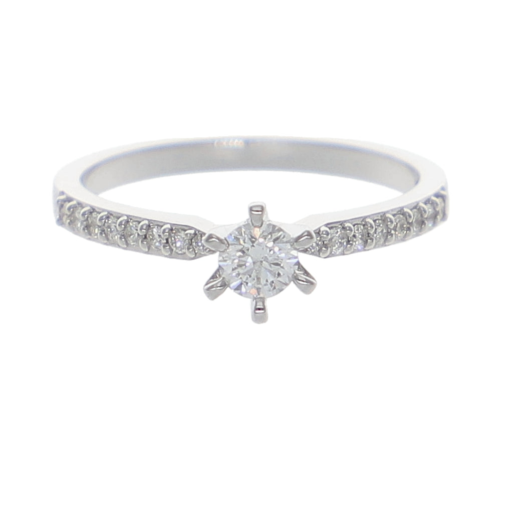 Anillo Oro Blanco Solitario AN-13909