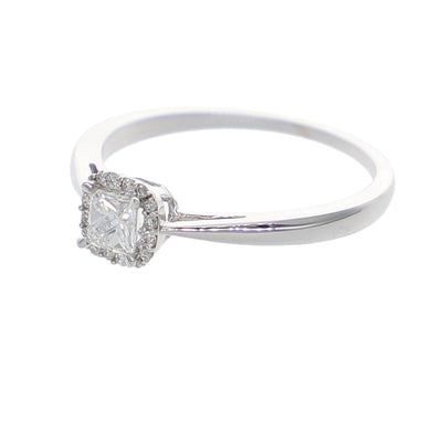 Anillo Oro Blanco Solitario Princess AN-13916