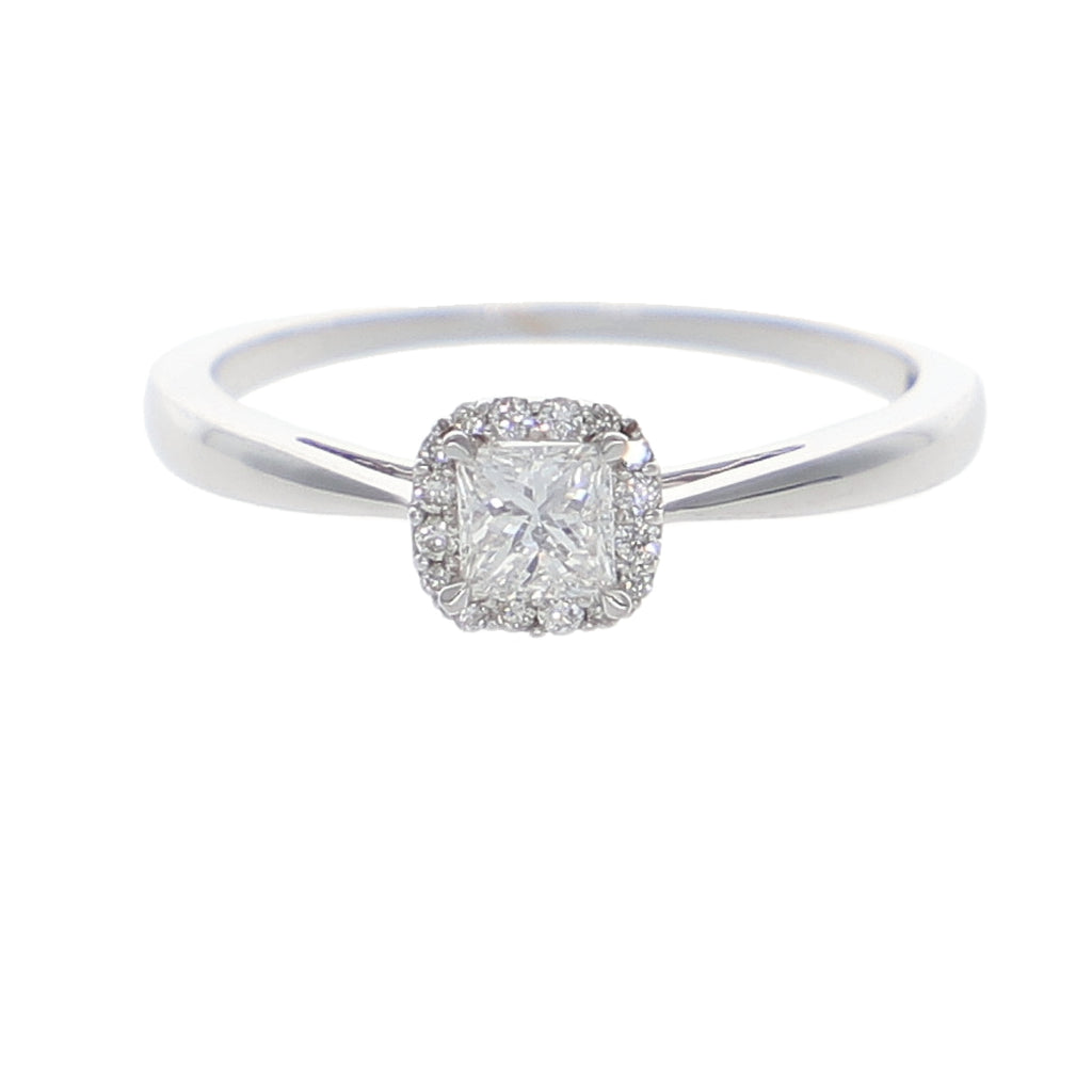 Anillo Oro Blanco Solitario Princess AN-13916