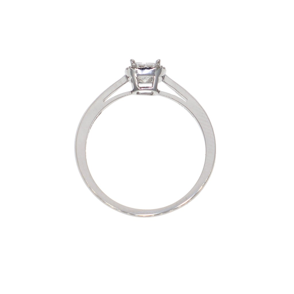 Anillo Oro Blanco Solitario Princess AN-13916