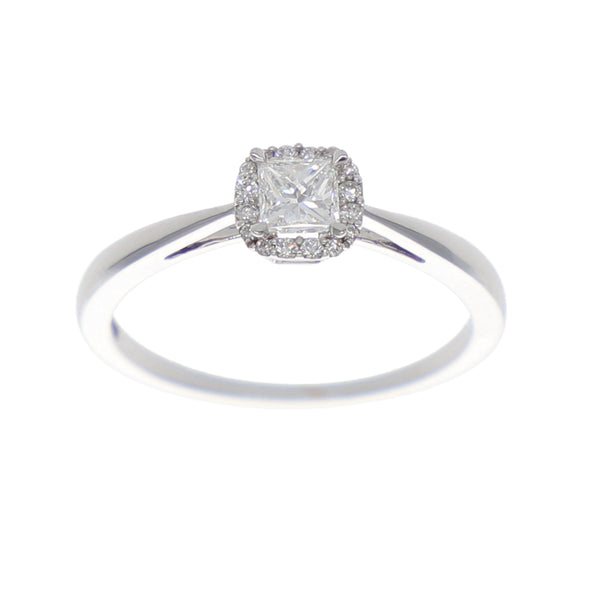 Anillo Oro Blanco Solitario Princess AN-13916