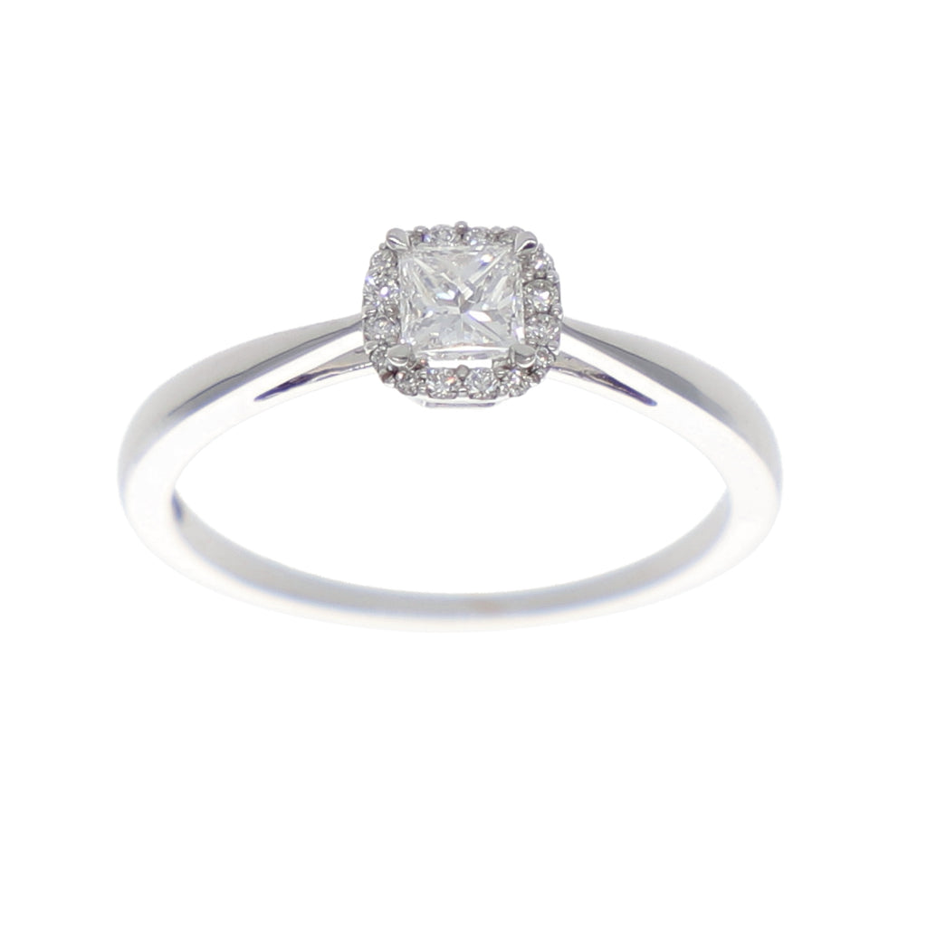 Anillo Oro Blanco Solitario Princess AN-13916