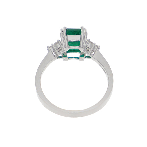 Anillo Oro Blanco Esmeralda y Brillantes AN-13932