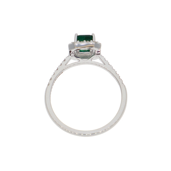 Anillo Oro Blanco Esmeralda y Brillantes AN-13933