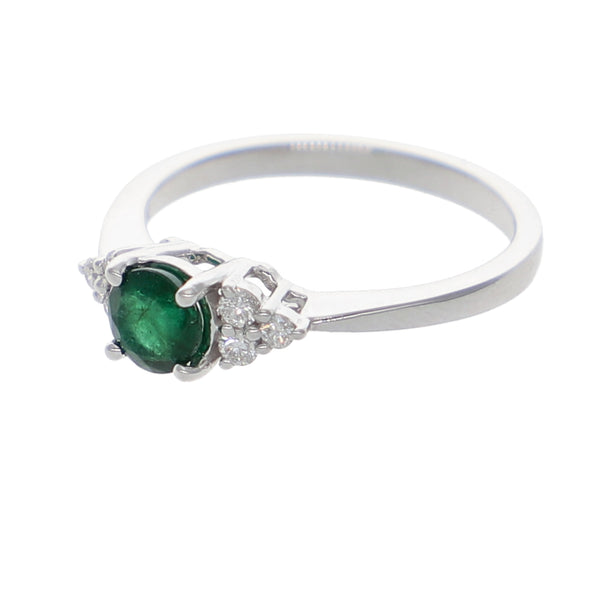 Anillo Oro Blanco Esmeralda y Brillantes AN-13934