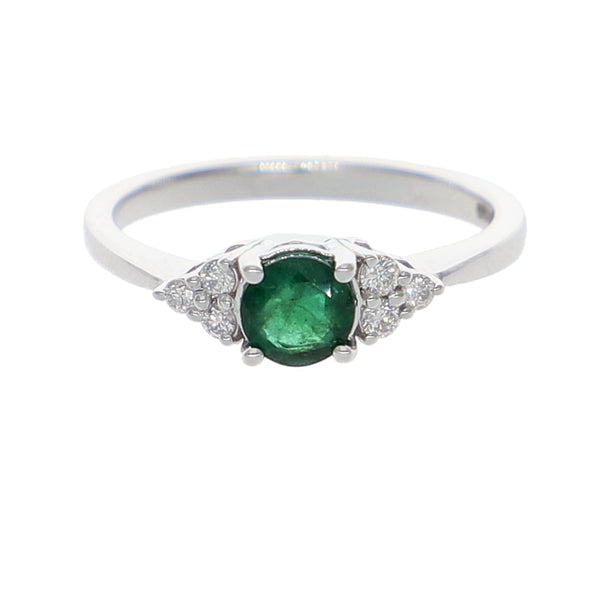 Anillo Oro Blanco Esmeralda y Brillantes AN-13934