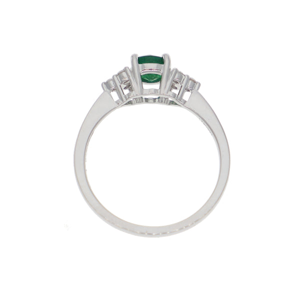 Anillo Oro Blanco Esmeralda y Brillantes AN-13934