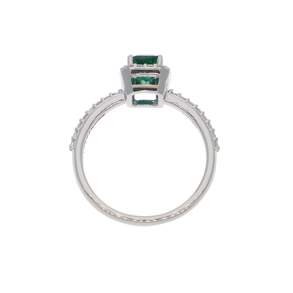 Anillo Oro Blanco Esmeralda y Brillantes AN-13937