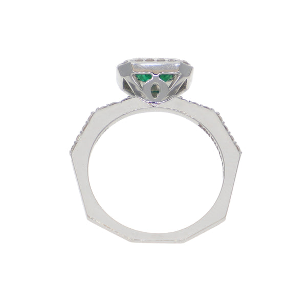 Anillo Oro Blanco Esmeralda y Brillantes AN-13939