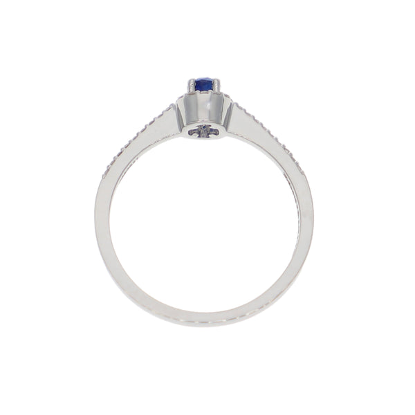 Anillo Oro Blanco Zafiro Azul y Brillantes AN-13941