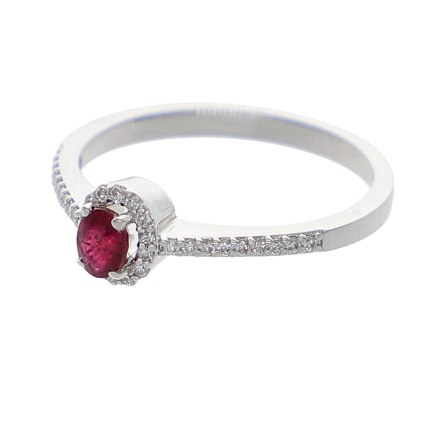 Anillo Oro Blanco Rubí y Brillantes AN-13942