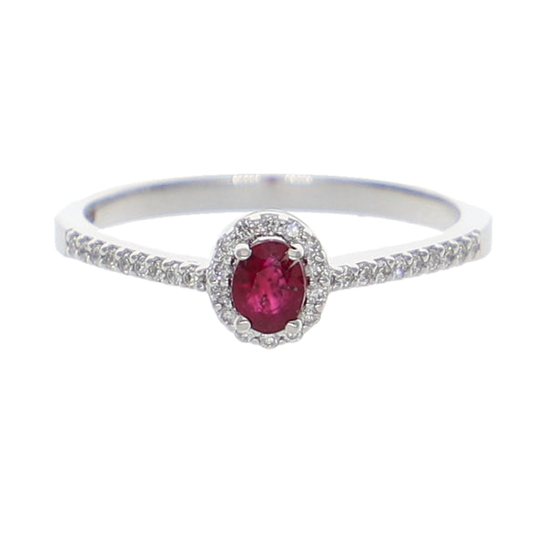Anillo Oro Blanco Rubí y Brillantes AN-13942