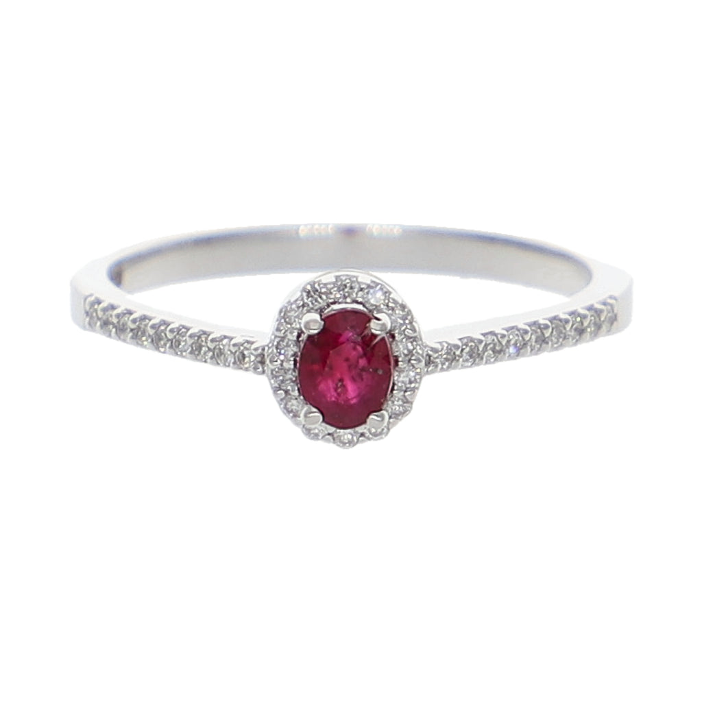 Anillo Oro Blanco Rubí y Brillantes AN-13942