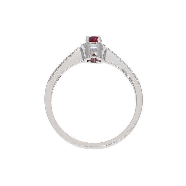 Anillo Oro Blanco Rubí y Brillantes AN-13942